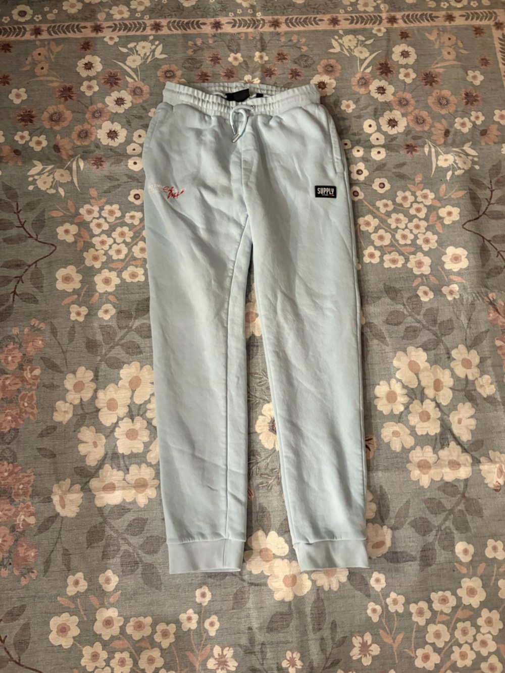 Light Blue Sweatpants with Patch Logo